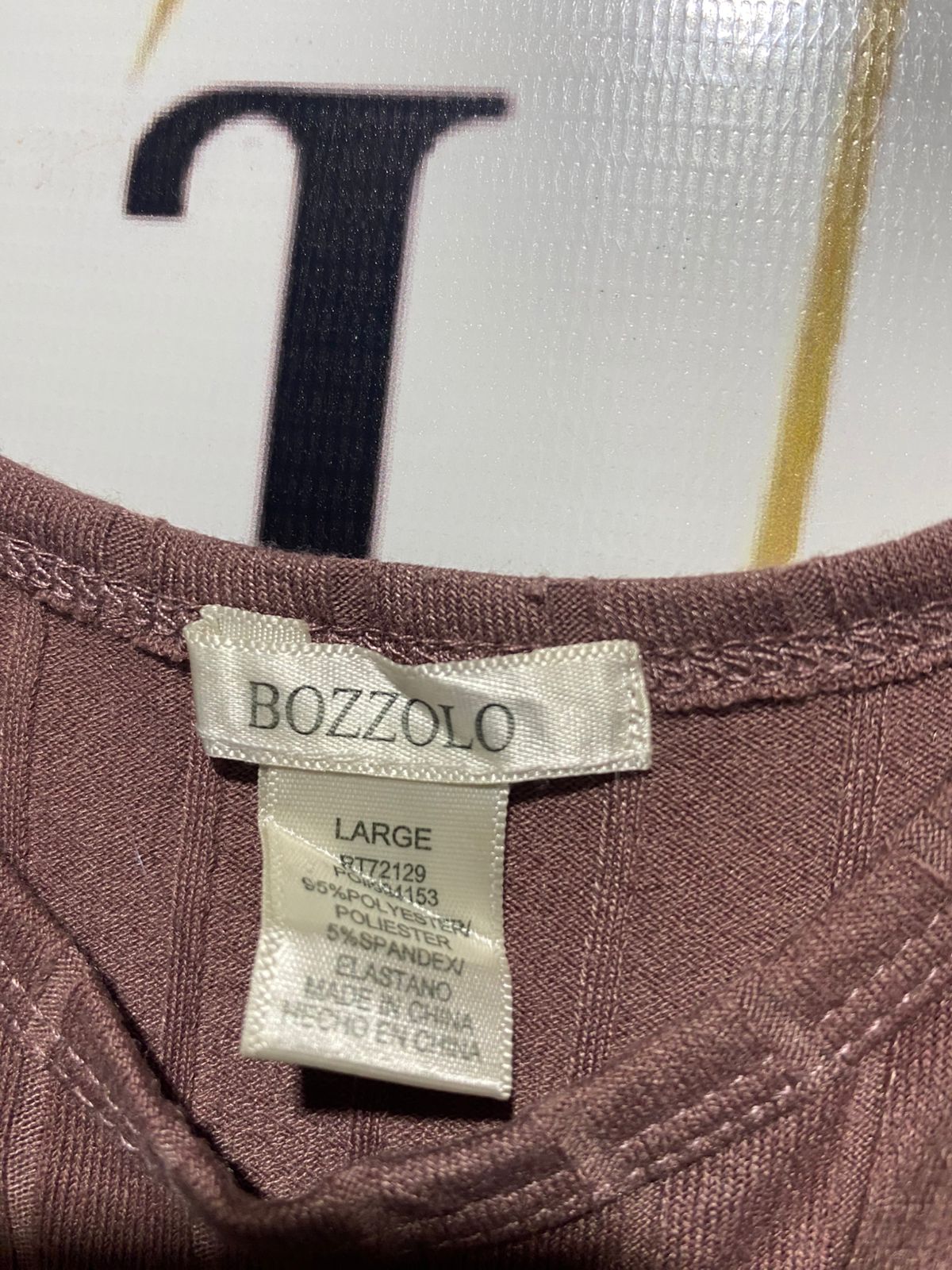 BOZZOLO |L| BUST 16| B20| WOMEN'S RIBBED SCOOP NECK CROP TOP - MAUVE BROWN