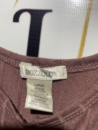 BOZZOLO |L| BUST 16| B20| WOMEN'S RIBBED SCOOP NECK CROP TOP - MAUVE BROWN