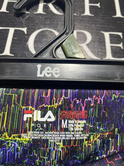 FILA |L| WAIST 30| B20| WOMEN'S ABSTRACT GLITCH PRINT COMPRESSION SHORTS