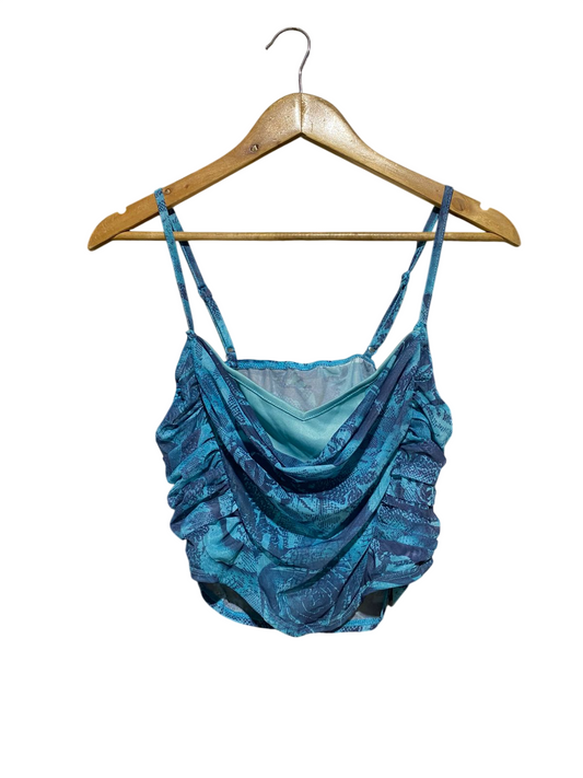 SHEIN |S| BUST 14| C2| BLUE SNAKESKIN PRINT RUCHED CAMI CROP TOP