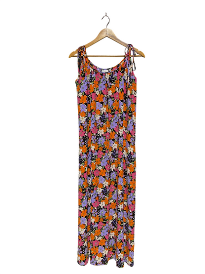 ASOS |XL| BUST 22| C2| MULTICOLOR RETRO FLORAL SLEEVELESS MAXI DRESS