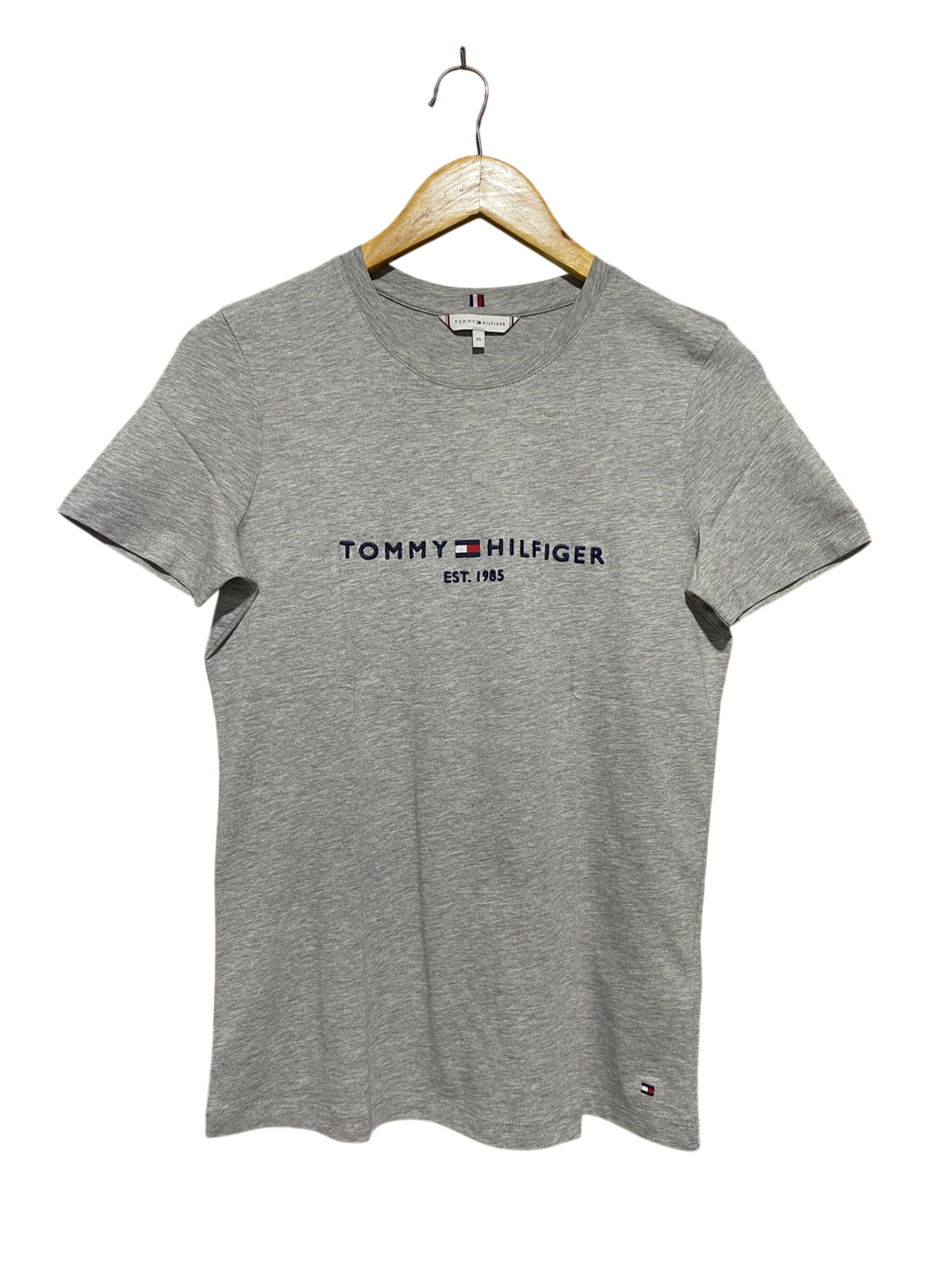 TOMMY HIFIGER |XS| BUST 18| C2| GREY EMBROIDERED LOGO T-SHIRT