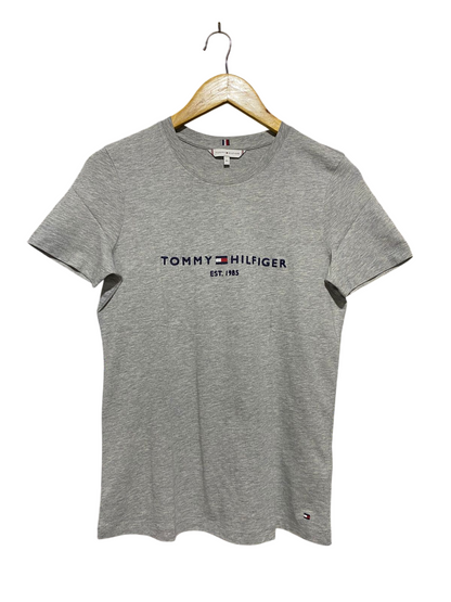 TOMMY HIFIGER |XS| BUST 18| C2| GREY EMBROIDERED LOGO T-SHIRT