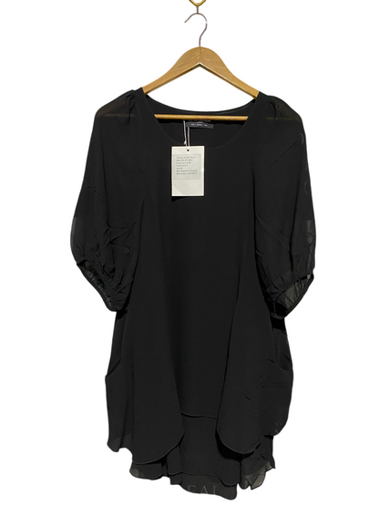 LITTLE MISTRESS |M| BUST FREE| C2| BLACK SHEER PUFF SLEEVE TUNIC DRESS
