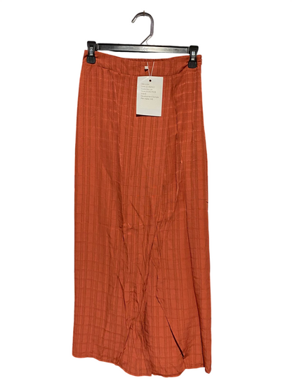 LITTLE MISTRESS |S| WAIST 26| C2| RUST ORANGE TEXTURED WRAP-STYLE MAXI SKIRT