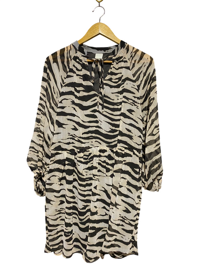 H&M |L| BUST 18| B21| ZEBRA PRINT CHIFFON MINI DRESS