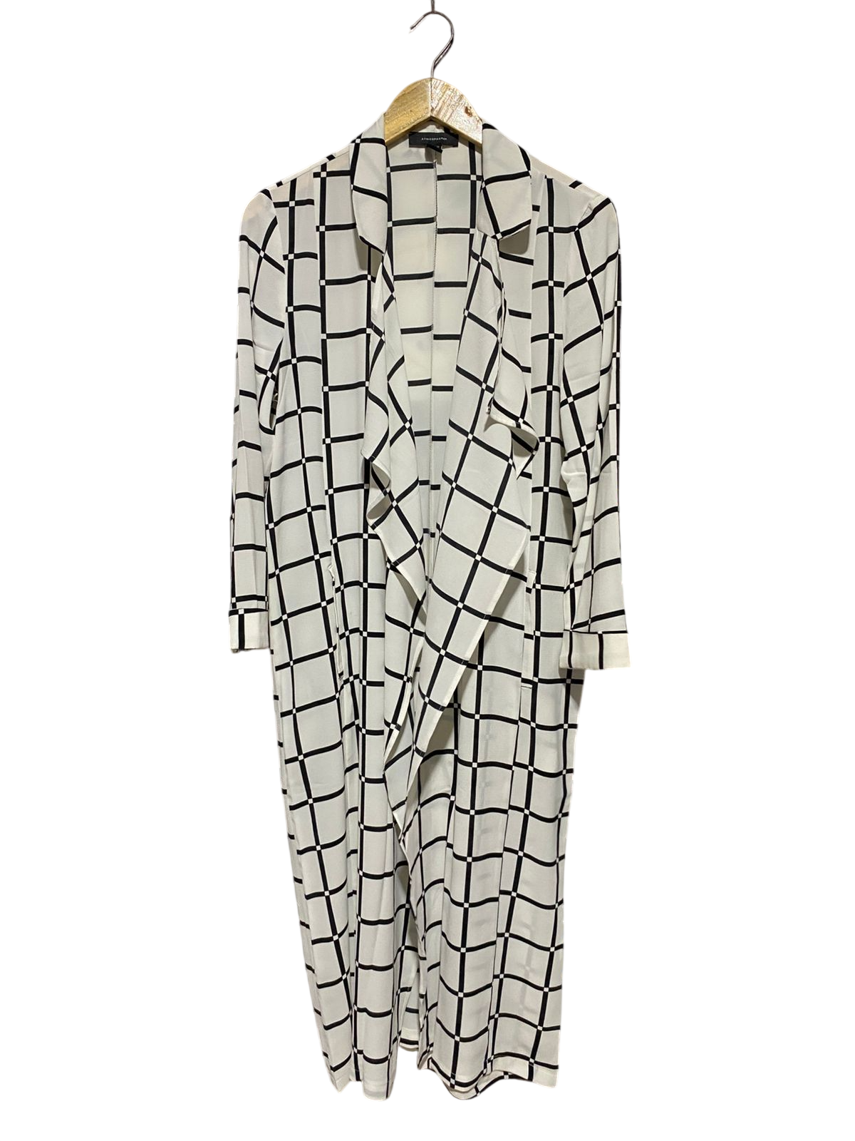 ATMOSPHERE |L| BUST 20| B21| CHECKERED LONG-LINE DRAPE OVERCOAT