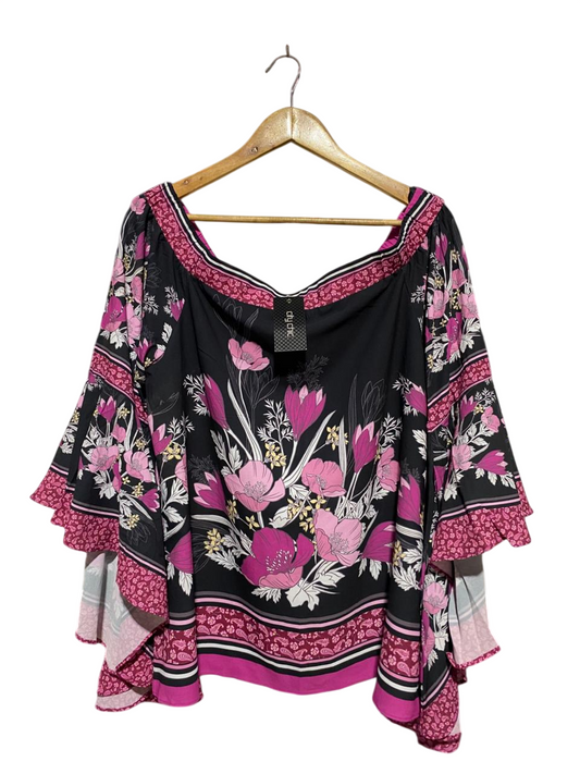 CITY CHIC |L| BUST 21| B21| BOHO FLORAL BELL SLEEVE TOP