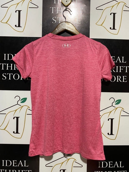 ANDER ARMOUR |M| BUST 18| B21| WOMEN'S HEATGEAR SHORT SLEEVE TRAINING T-SHIRT - PINK HEATHER