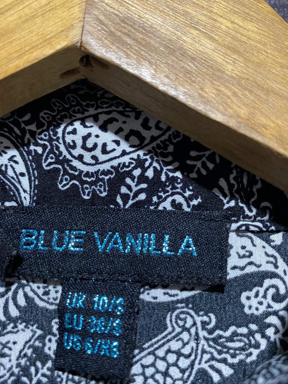 BLUE VANILLA |M| BUST 19| B21| MONOCHROME PAISLEY PRINT LONG SLEEVE MINI SHIRT DRESS