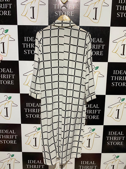 ATMOSPHERE |L| BUST 20| B21| CHECKERED LONG-LINE DRAPE OVERCOAT