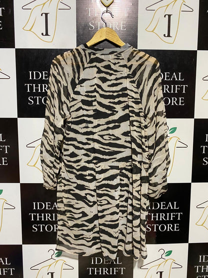 H&M |L| BUST 18| B21| ZEBRA PRINT CHIFFON MINI DRESS