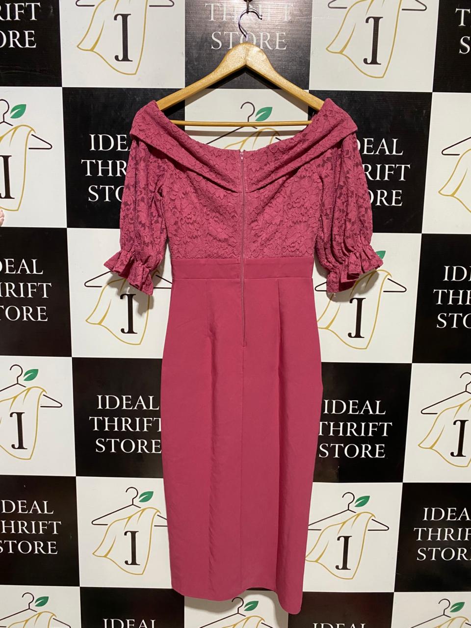 LITTLE MISTRESS |S| BUST 15| B21| DUSTY PINK LACE TOP MIDI DRESS