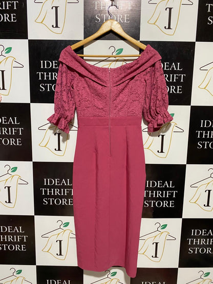 LITTLE MISTRESS |S| BUST 15| B21| DUSTY PINK LACE TOP MIDI DRESS