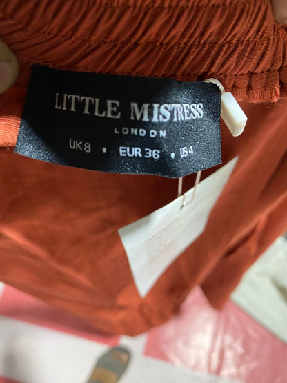 LITTLE MISTRESS |S| WAIST 26| C2| RUST ORANGE TEXTURED WRAP-STYLE MAXI SKIRT