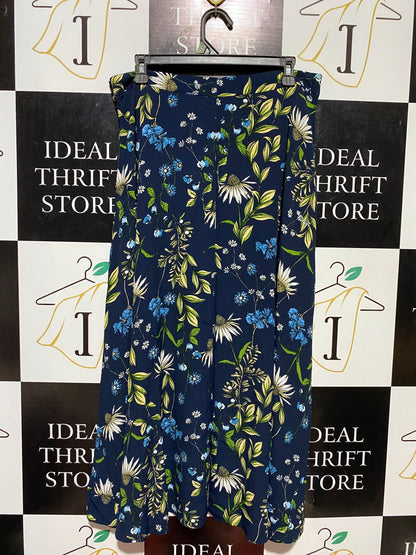 M&S |XL| WAIST 32| C2| VIBRANT FLORAL PRINT NAVY MAXI SKIRT