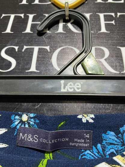 M&S |XL| WAIST 32| C2| VIBRANT FLORAL PRINT NAVY MAXI SKIRT