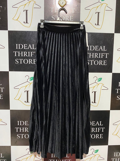ITALY STYLE |S| WAIST 26| C2| LUXE BLACK VELVET PLEATED MIDI SKIRT