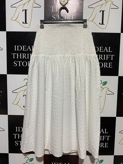 LITTLE MISTRESS |S| WAIST 26| C2| CHIC WHITE TEXTURED WRAP-STYLE MIDI SKIRT