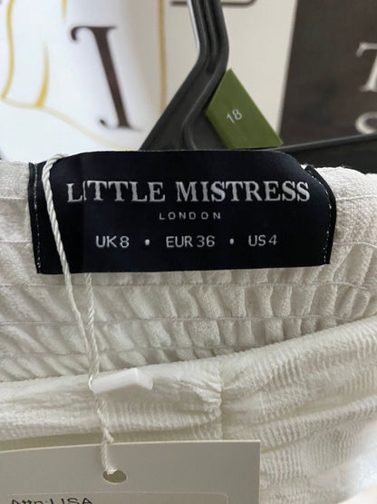 LITTLE MISTRESS |S| WAIST 26| C2| CHIC WHITE TEXTURED WRAP-STYLE MIDI SKIRT