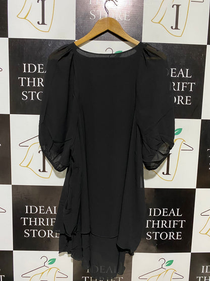 LITTLE MISTRESS |M| BUST FREE| C2| BLACK SHEER PUFF SLEEVE TUNIC DRESS