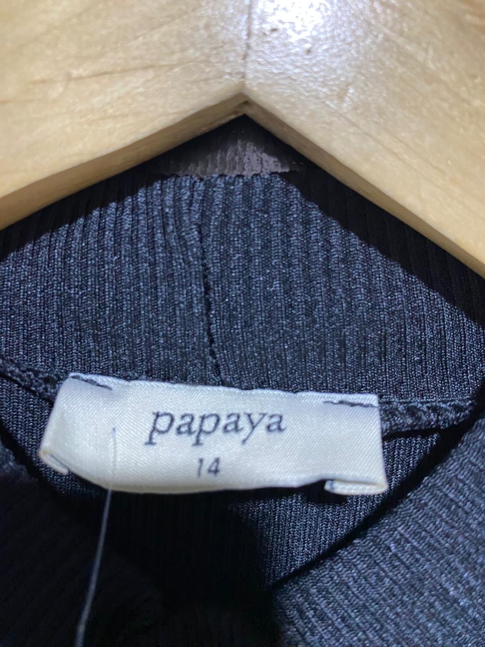 PAPAYA |M| BUST 16| C2| BLACK RIBBED HIGH-NECK SLEEVELESS BODYSUIT
