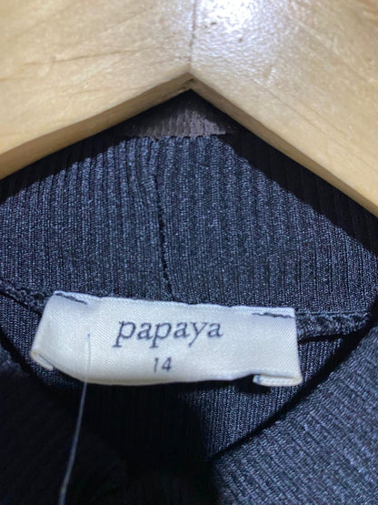 PAPAYA |M| BUST 16| C2| BLACK RIBBED HIGH-NECK SLEEVELESS BODYSUIT