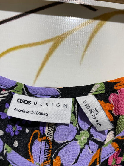 ASOS |XL| BUST 22| C2| MULTICOLOR RETRO FLORAL SLEEVELESS MAXI DRESS