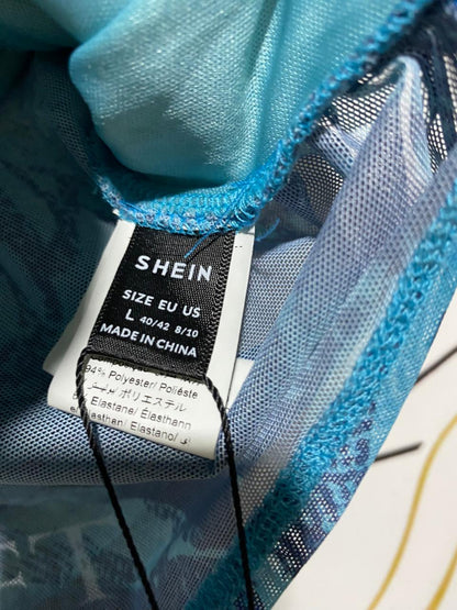 SHEIN |S| BUST 14| C2| BLUE SNAKESKIN PRINT RUCHED CAMI CROP TOP