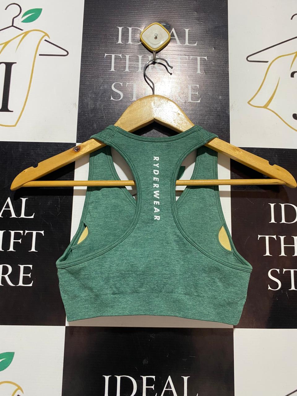 RYDER WEAR |XS| BUST 12| B21| WOMEN'S SEAMLESS MARL SPORTS BRA - SAGE GREEN