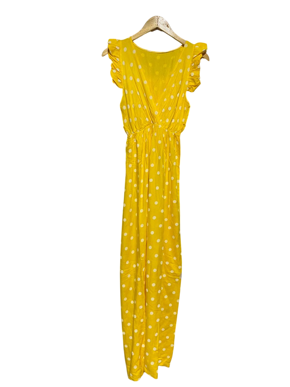 |S| BUST 14| B21| WOMEN'S VIBRANT YELLOW POLKA DOT MAXI DRESS