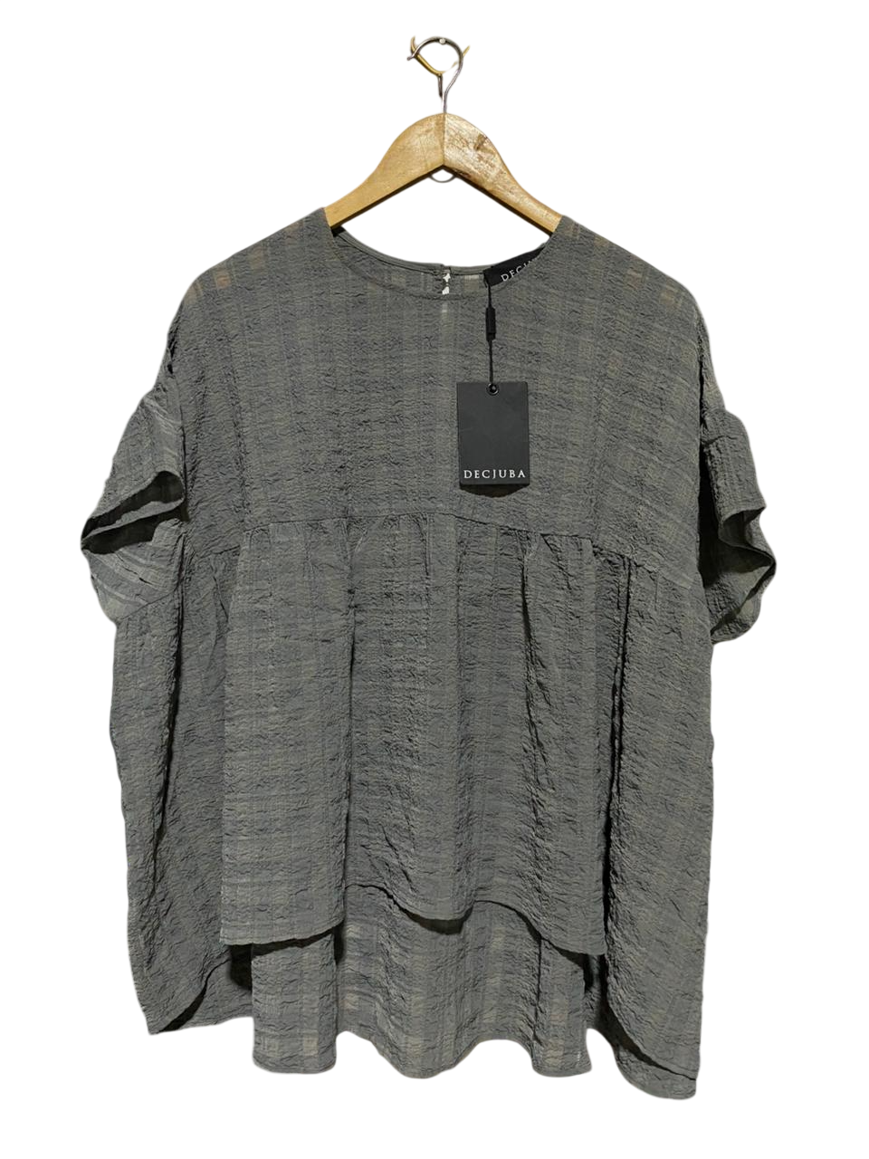 DECJUBA |M/L| BUST FREE| B21| WOMEN'S TEXTURED GREY BABYDOLL BLOUSE