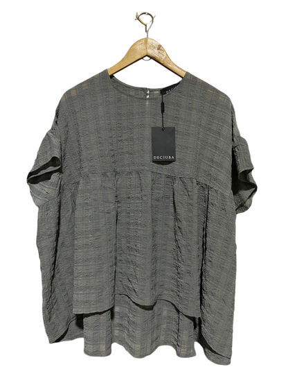 DECJUBA |M/L| BUST FREE| B21| WOMEN'S TEXTURED GREY BABYDOLL BLOUSE