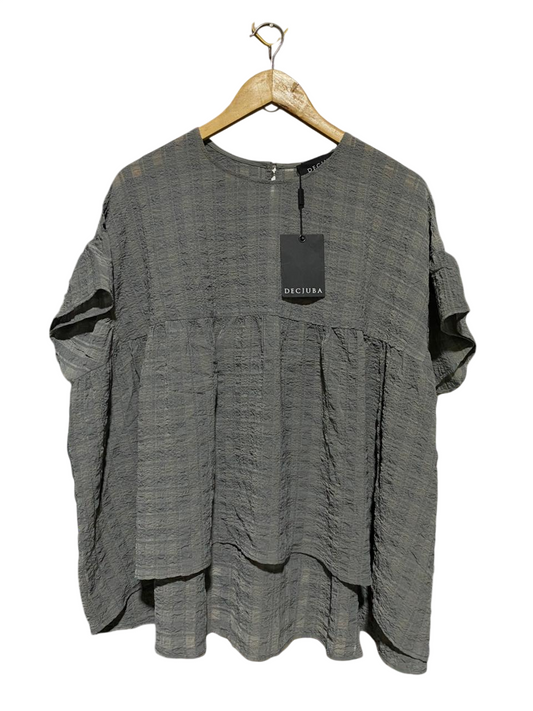 DECJUBA |M/L| BUST FREE| B21| WOMEN'S TEXTURED GREY BABYDOLL BLOUSE