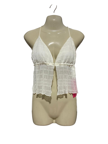 SHEIN ICON |S| BUST 15| B21| WOMEN'S WHITE SHEER TEXTURED HALTER CROP TOP