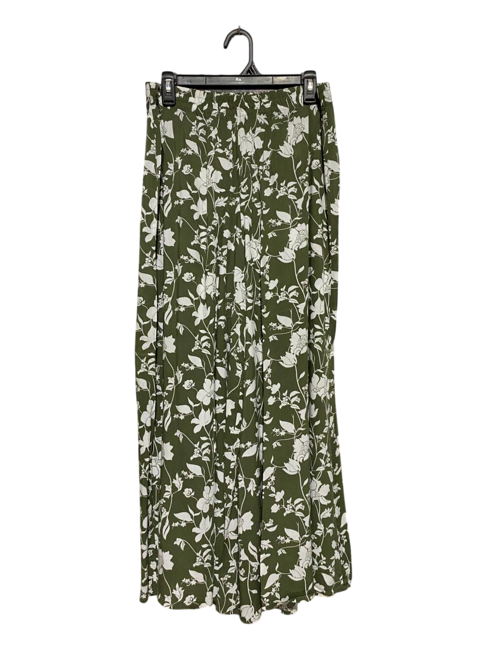 TEZENIS |XL| WAIST 32| B21| WOMEN'S OLIVE GREEN FLORAL PRINT WIDE-LEG PALAZZO PANTS