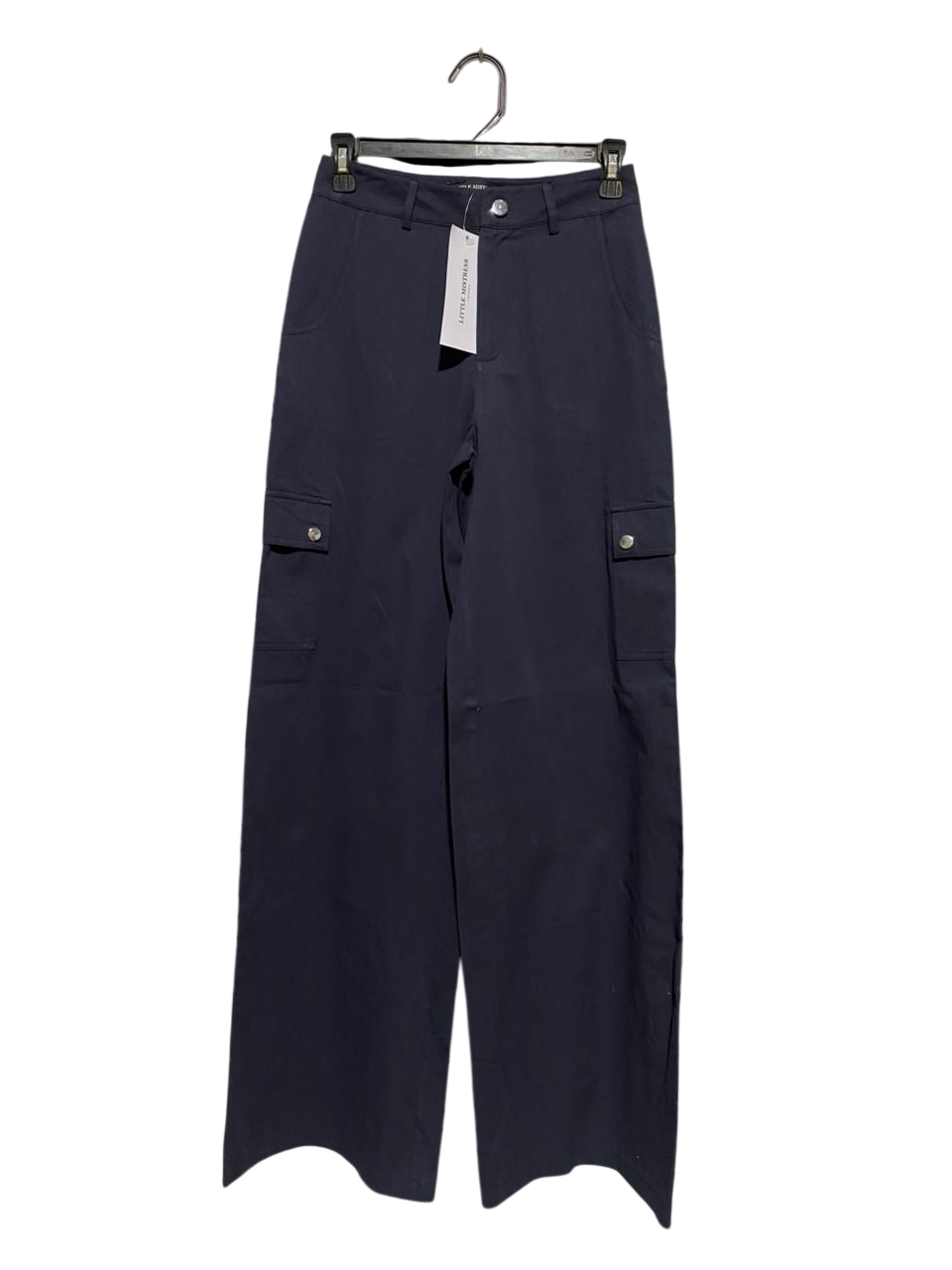LITTLE MISTRESS |S| WAIST 26| B21| NAVY BLUE WIDE-LEG CARGO PANTS
