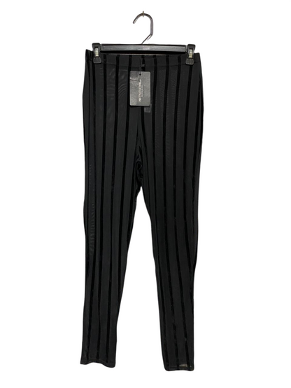 PRETTYLITTLE THING |M| WAIST 28| B21| BLACK VELVET STRIPE MESH LEGGINGS