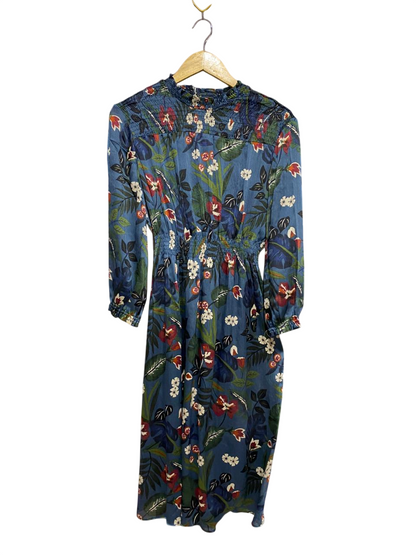 ZARA BASIC |M| BUST 18| B21| BLUE FLORAL SMOCKED LONG MAXI DRESS