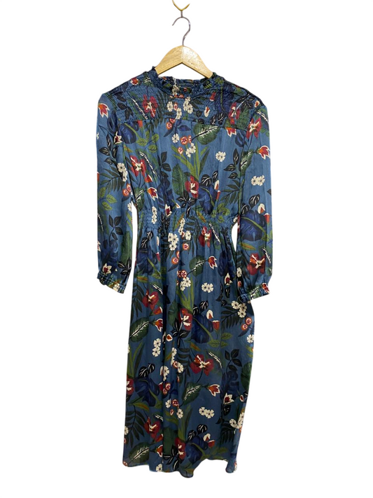ZARA BASIC |M| BUST 18| B21| BLUE FLORAL SMOCKED LONG MAXI DRESS