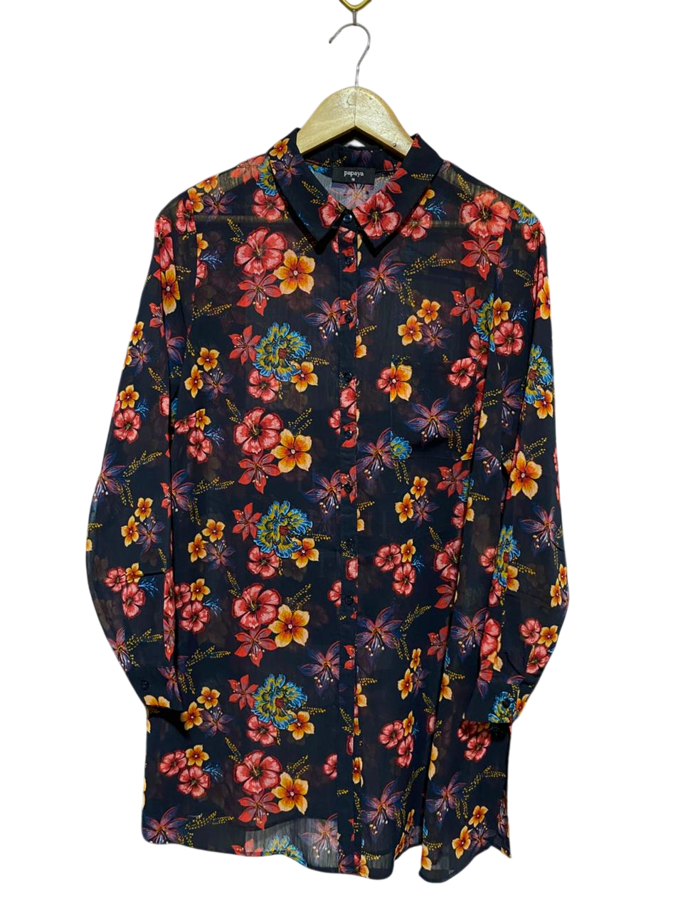 PAPAYA |XL| BUST 23| B21| NAVY FLORAL LONG SLEEVE BLOUSE