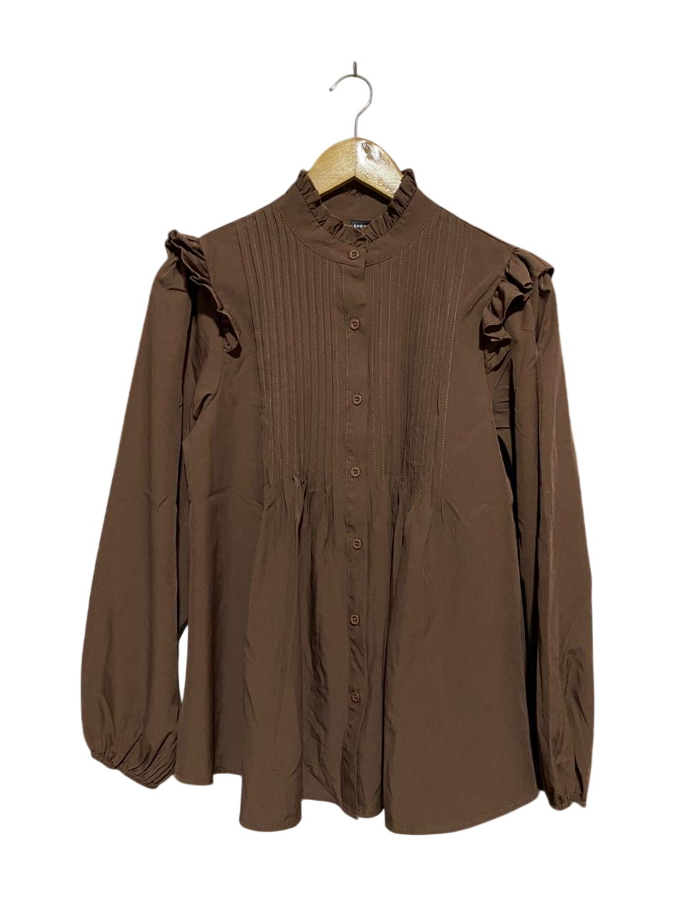SHEIN |M| BUST 18| B21| CHOCOLATE BROWN RUFFLE BLOUSE