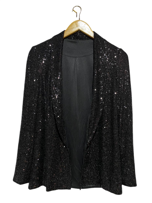 |M| BUST 17| B21| BLACK SEQUIN OPEN-FRONT BLAZER