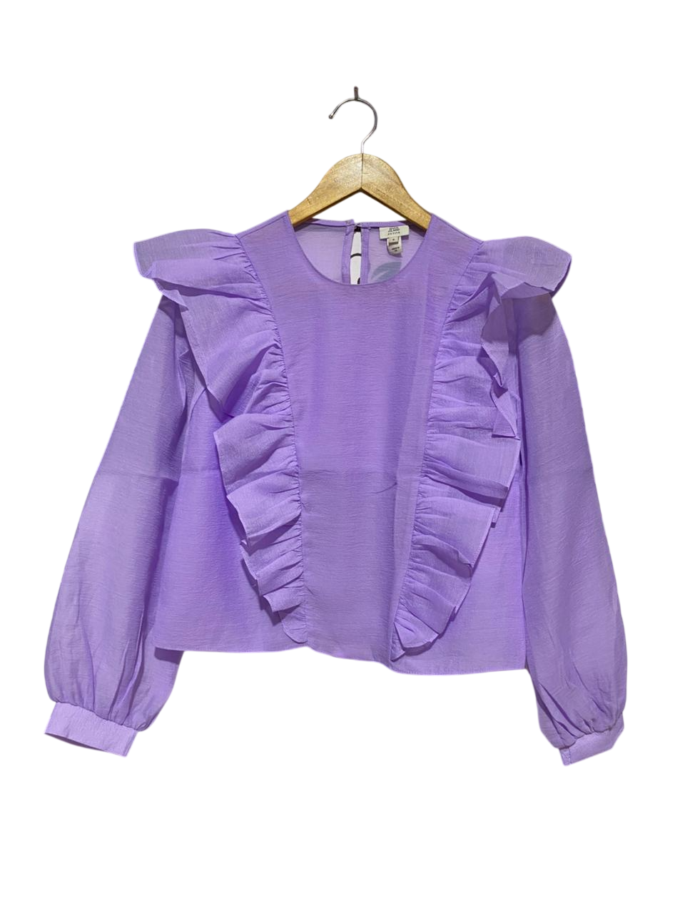 RIVER ISLAND |M| BUST 17| B21| LILAC RUFFLE LONG SLEEVE TOP