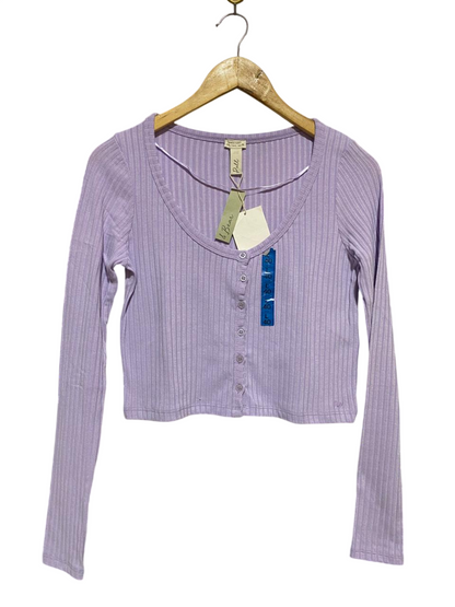 PULL |M| BUST 16| B21| LILAC RIBBED BUTTON-UP CROP TOP
