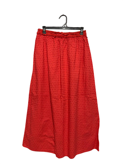 SARA COLLECTION |XS| WAIST 18| B21| VIBRANT RED EYELET EMBROIDERY MAXI SKIRT