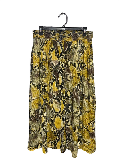 LUC CE |L| WAIST 30| B22| VIBRANT YELLOW SNAKESKIN PRINT BUTTON-FRONT MIDI SKIRT
