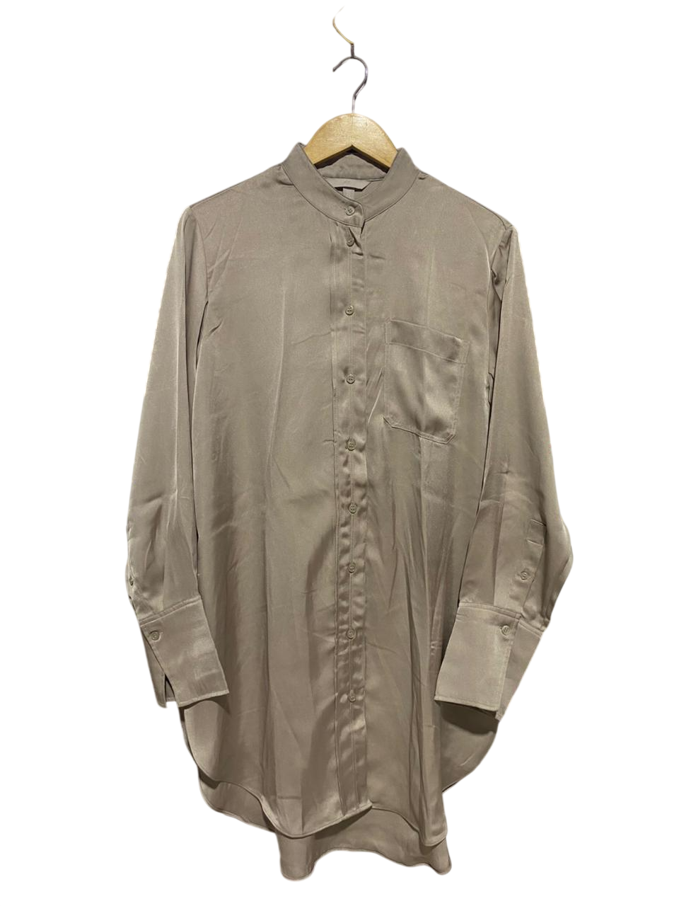 H&M |XL| BUST 22| B21| ELEGANT CHAMPAGNE SATIN BUTTON-DOWN TUNIC SHIRT