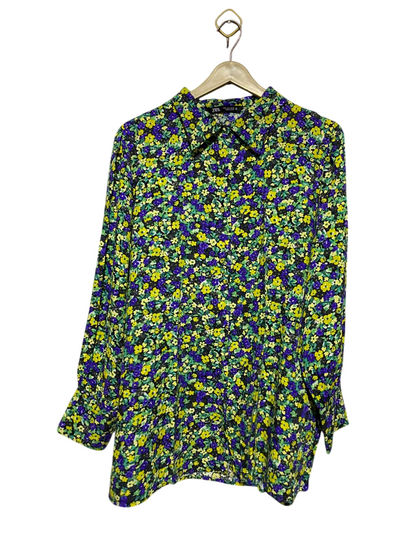 ZARA |XL| BUST 22| B22| VIBRANT MULTICOLOR FLORAL BUTTON-DOWN SHIRT
