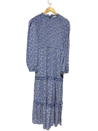 DREAM HOUSE |M| BUST 17| B21| ELEGANT BLUE FLORAL SMOCKED LONG MAXI DRESS